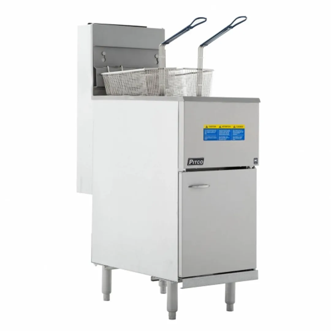Pitco 45C+S 15" Quick Ship Full Pot Floor Model Gas Fryer w/ 42-50 lbs Capacity, 122.000 BTU