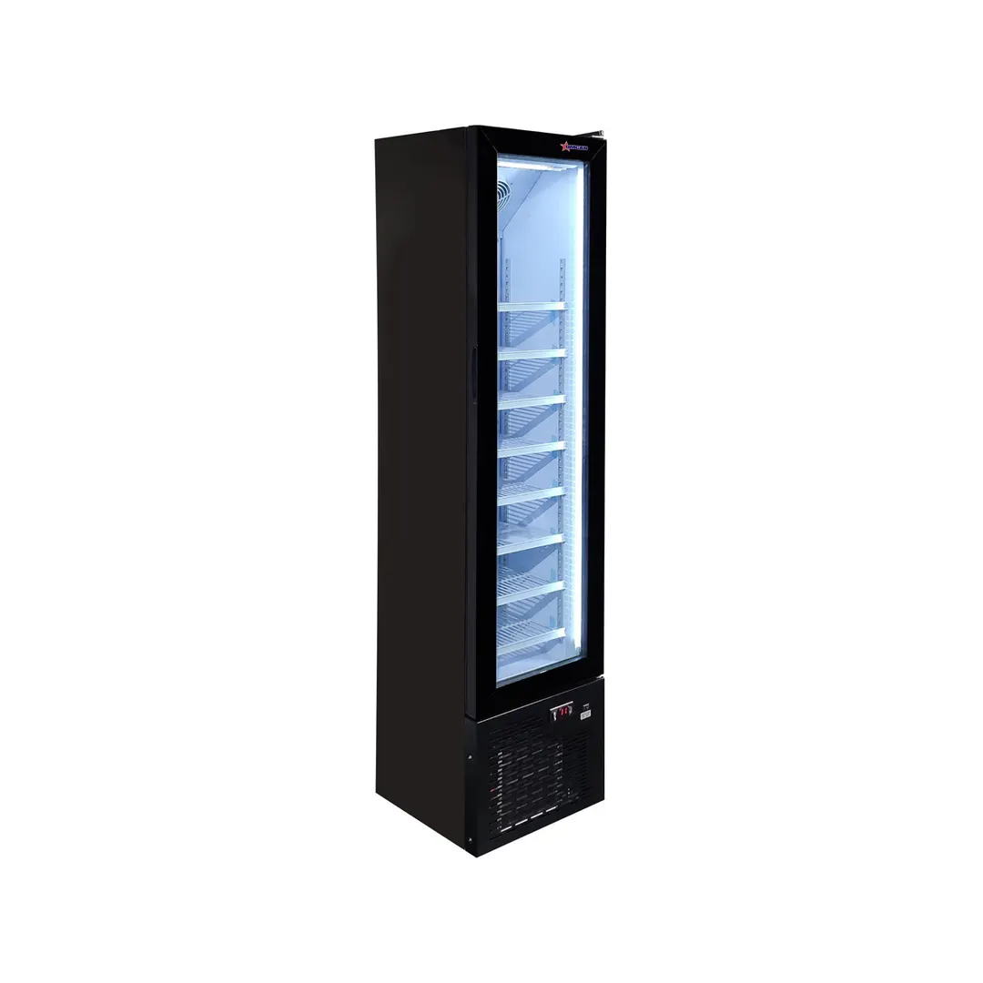 Omcan USA 47241 16" 1 Glass Door Freezer Merchandiser in Black, 3.7 cu. ft.