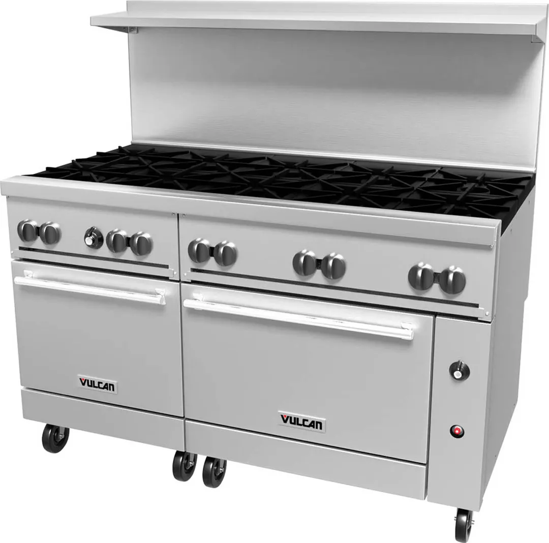 Vulcan 60SS-10BN 60" Natural Gas Restaurant Range w/ (10) Open Burners, (2) Standard Ovens, 358.000 BTU