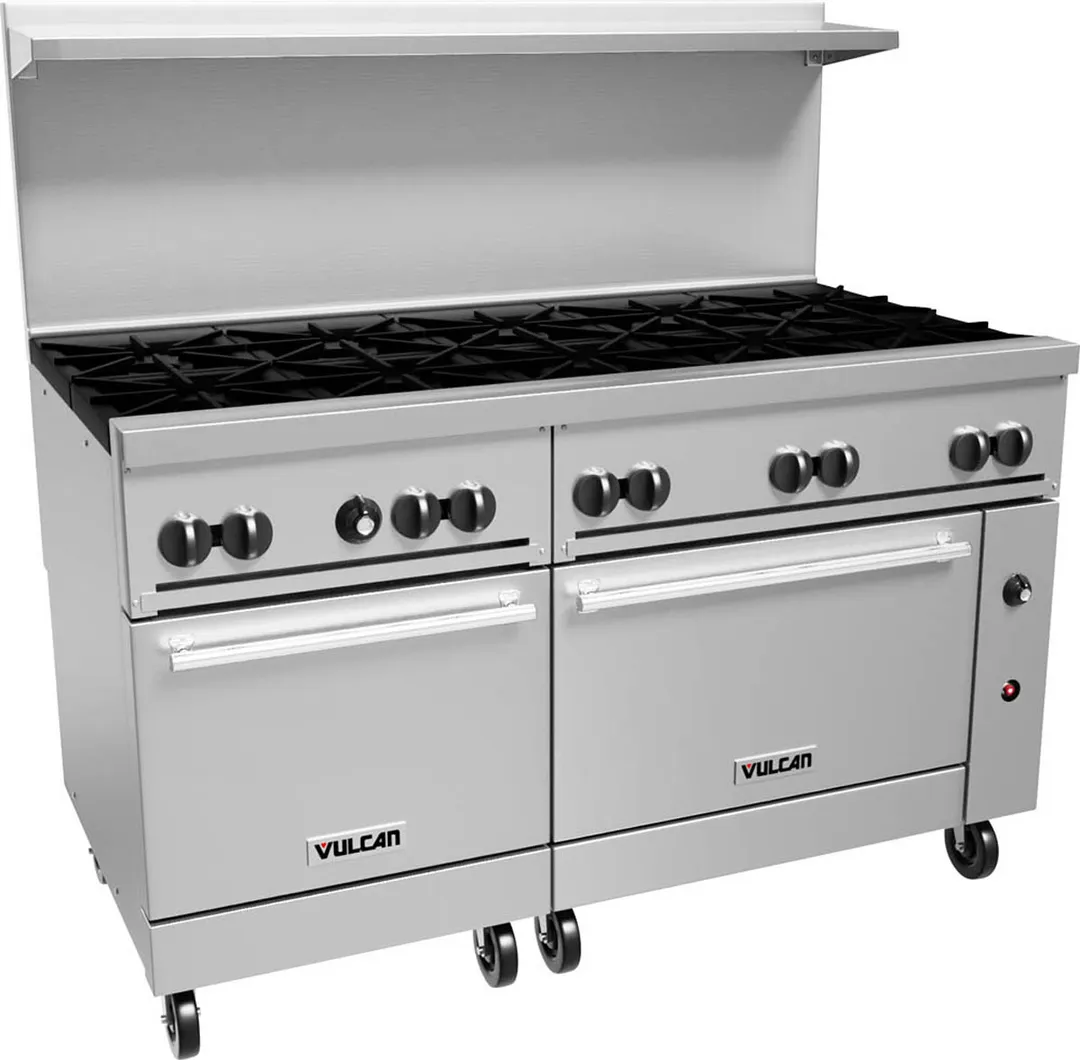 Vulcan 60SS-10BP 60" LP Gas Restaurant Range w/ (10) Open Burners, (2) Standard Ovens, 358.000 BTU