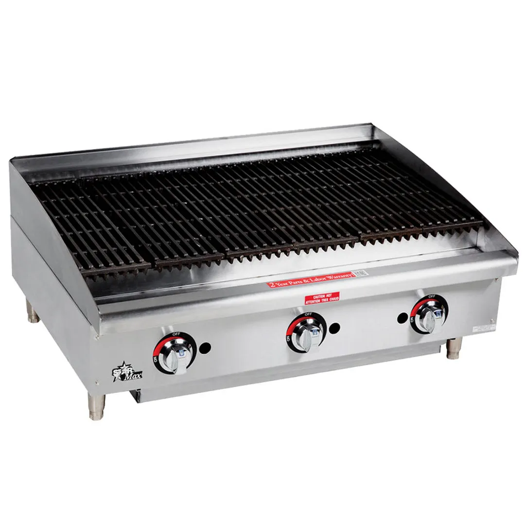Star 6136RCBF 36" Countertop Gas Radiant Charbroiler w/ (3) Burners, 105.000 BTU