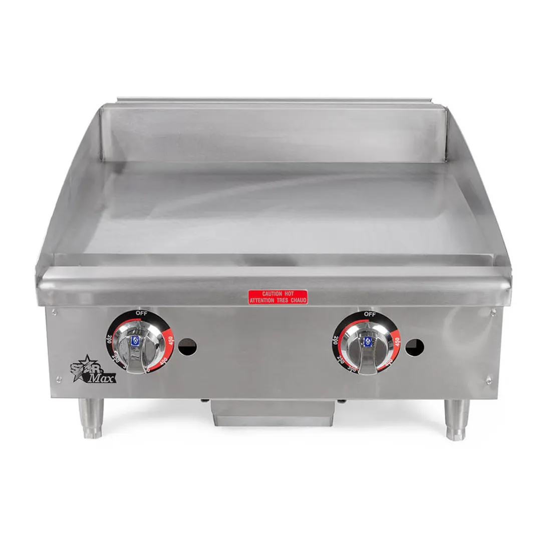 Star 624TF 24" Countertop Thermostatic Gas Griddle, 1" Steel Plate, 56.600 BTU