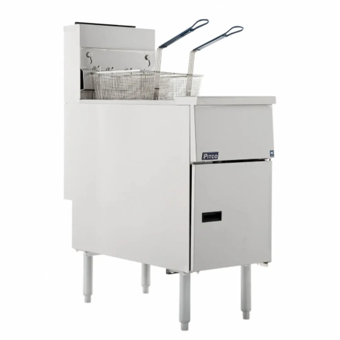 Pitco 65C+S Quick Ship Full Pot Floor Model Economy Gas Fryer w/ 65-80 lb Capacity, 150.000 BTU