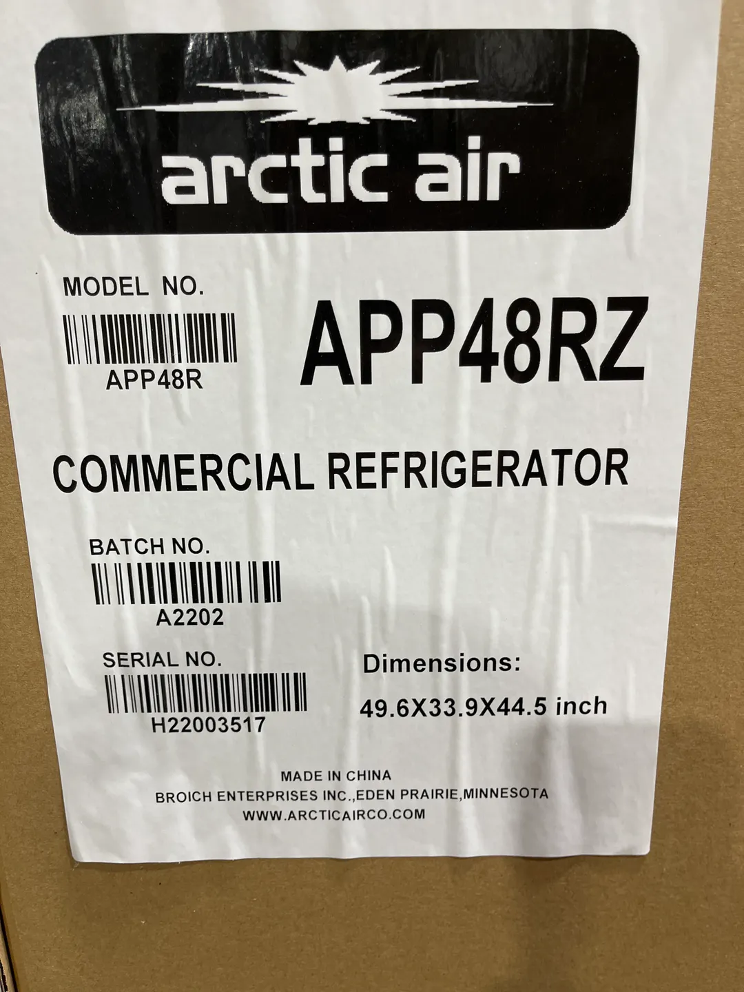 Arctic Air APP48R 47" 1-Door Refrigerated Pizza Prep Table, Six 1/3 Size Pans - Open box