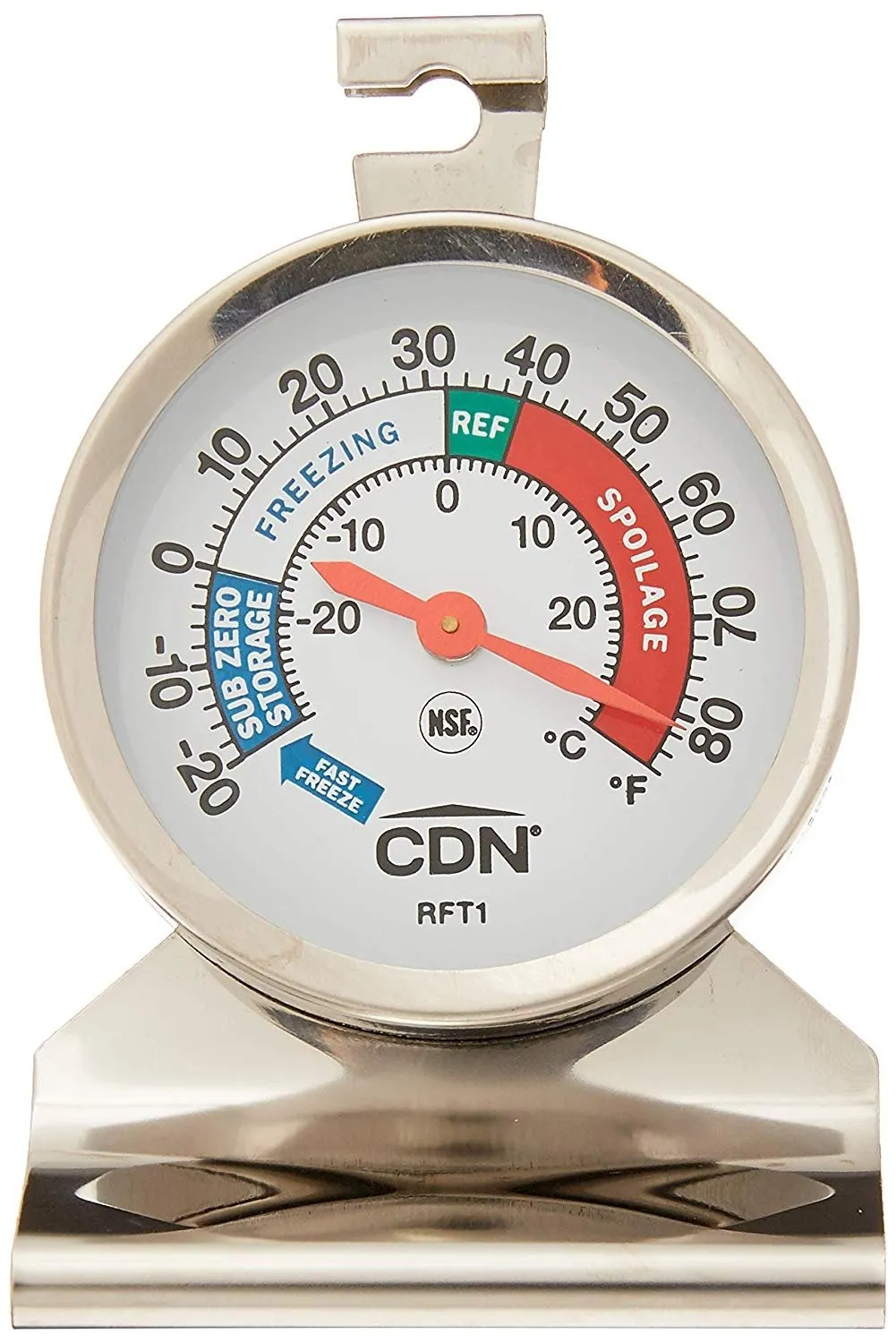 CDN RFT1 ProAccurate Heavy Duty Refrigerator Freezer Thermometer,Stand/Hang