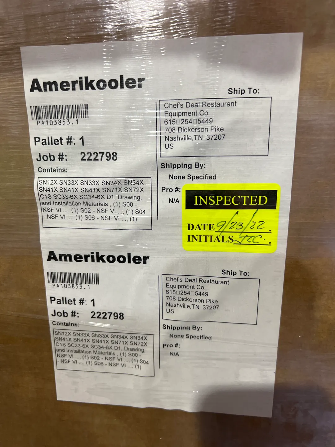 AmeriKooler QC061072**NBSC 6' X 10' Quick Ship Indoor Walk-In Cooler without Floor, Self-Contained - Open box