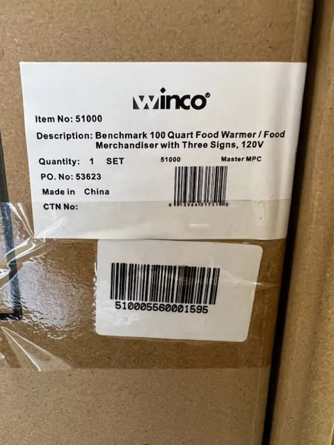 Winco 51000 Top Load Nacho Chip Warmer with 100-Qt Capacity, Stainless Steel Construction, 50 Watts - Open box