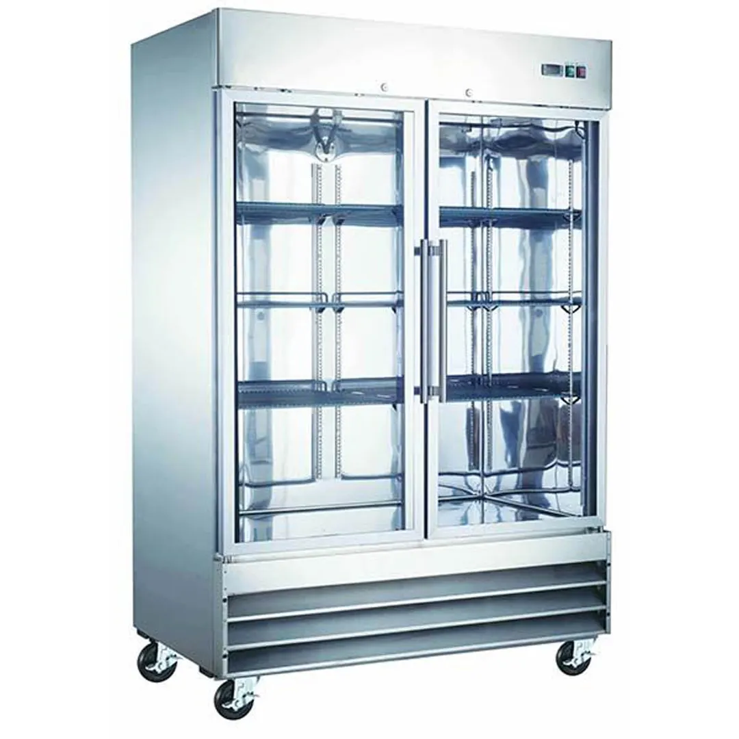 Adcraft USRF-2D-G 54" Two Glass Door Reach-In Refrigerator, 48 cu. ft. - Open box