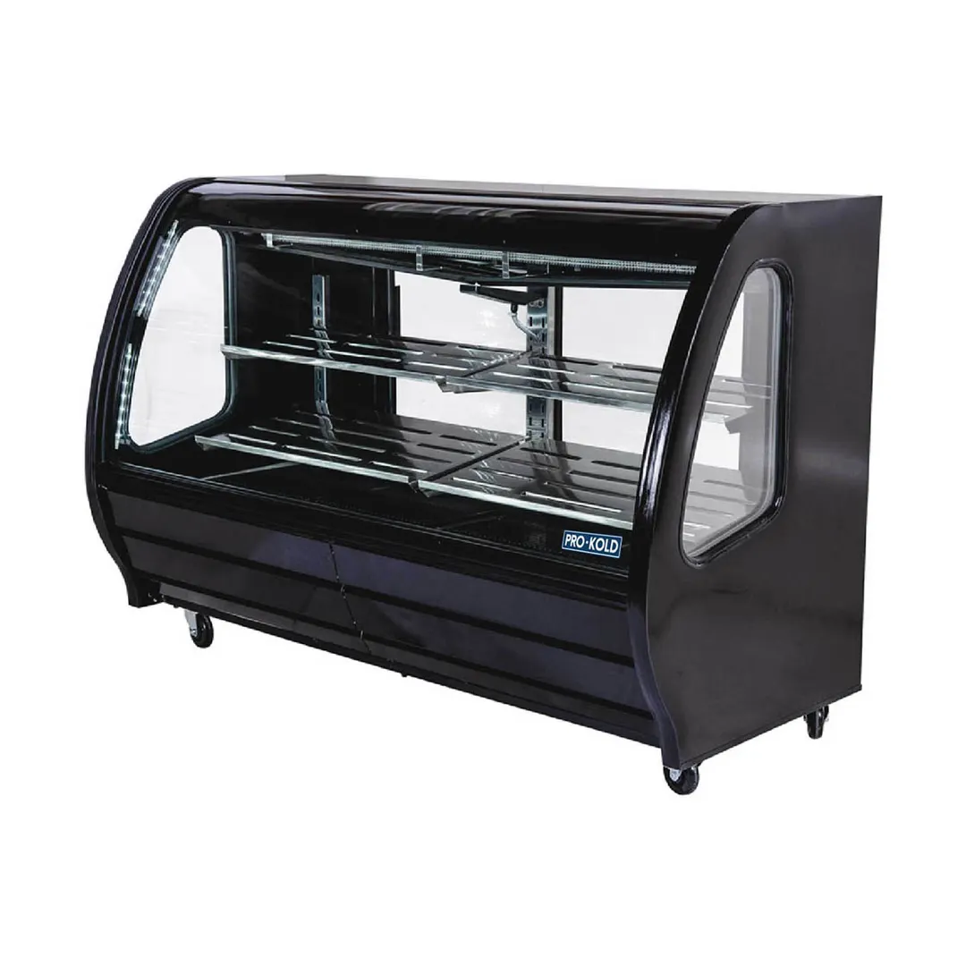 Pro-Kold DDC 80 Refrigerated Curved Glass Deli Display Case - 74"W - Open box