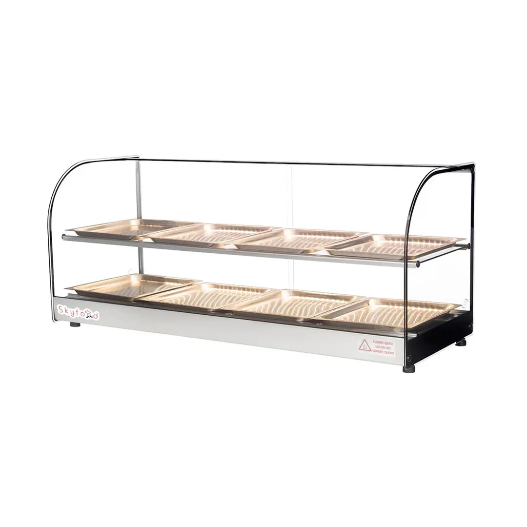 Skyfood FWDC2-43-8P 43-5/16" Countertop Food Warmer Display Case, (2) Shelves, Stainless Steel & Aluminum Exterior - Open box