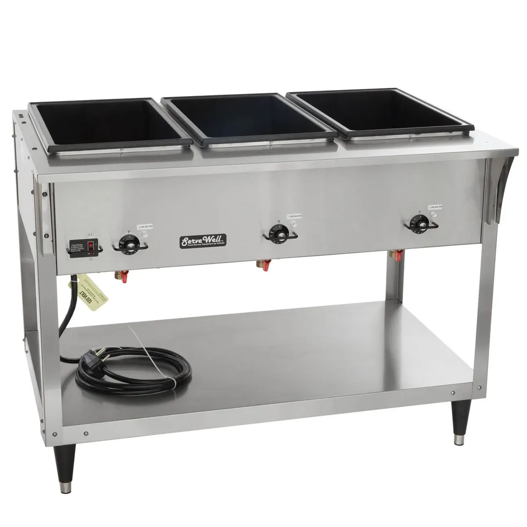 Vollrath 38213 46" 3-Well Electric Servewell® SL-Hot Food Table, Stainless Steel Construction - Open box