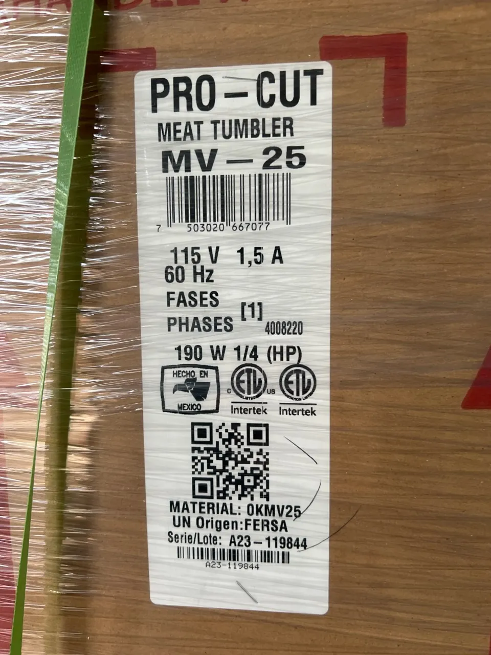 ProCut KMV-25 Electric Stainless Steel Vacuum Tumbler with 55 lbs Capacity, 100 Watts, 1/6 Hp - Open box