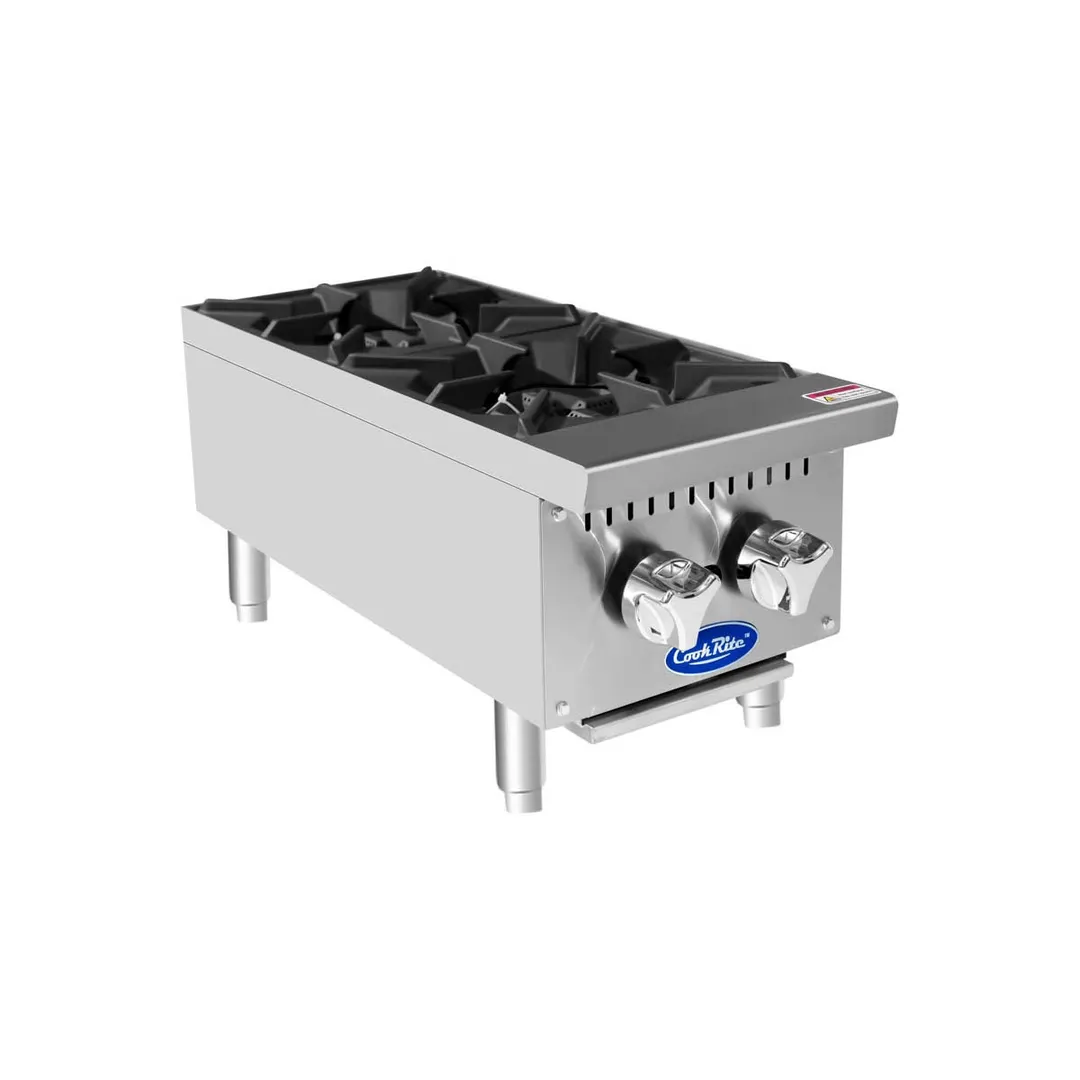 Atosa USA ACHP-2 12" Countertop Gas Hotplate w/ (2) Burners, Manual Controls, 64.000 BTU