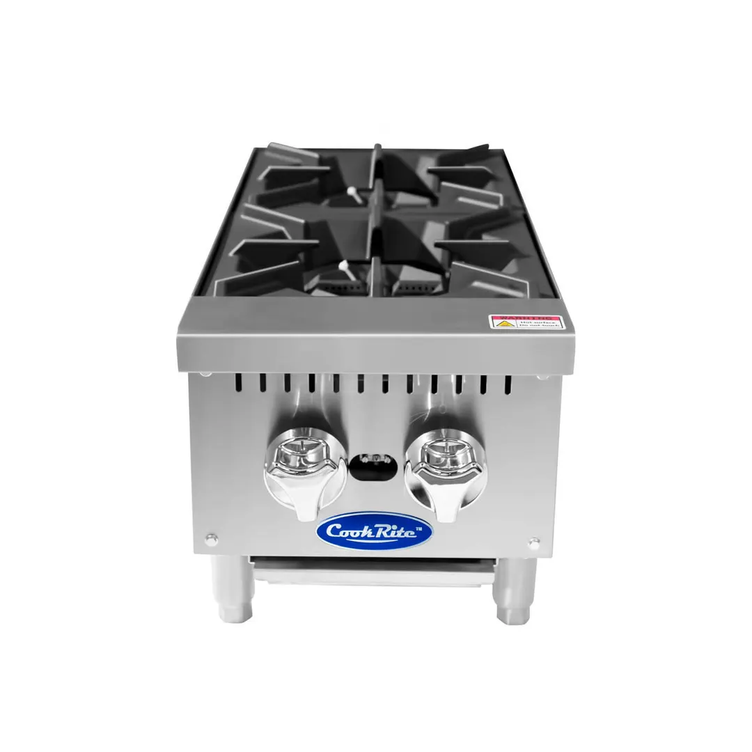 Atosa USA ACHP-2 12" Countertop Gas Hotplate w/ (2) Burners, Manual Controls, 64.000 BTU