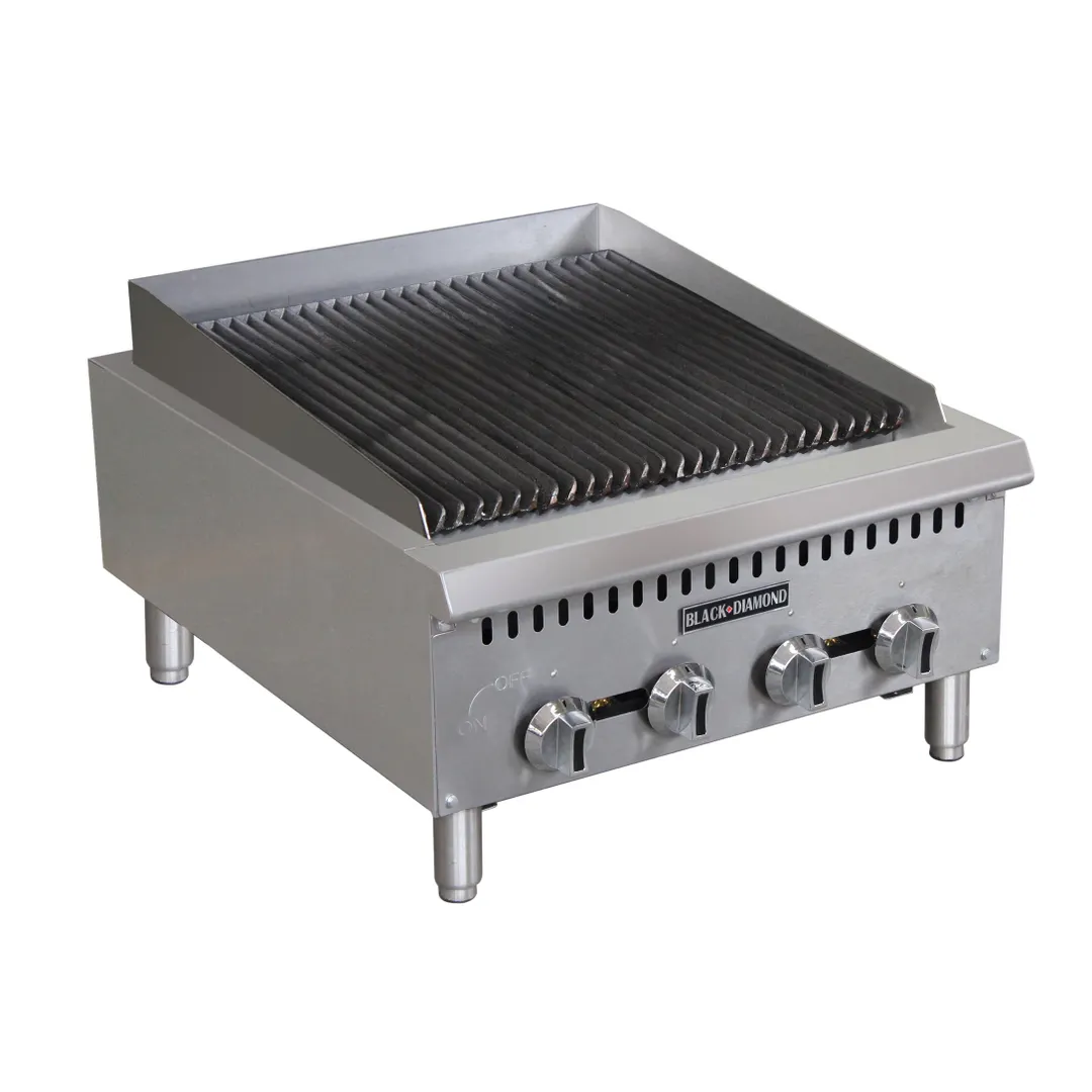 Black Diamond BDCTC-24 24" Countertop Gas Charbroiler w/ (4) Burners, 80.000 BTU
