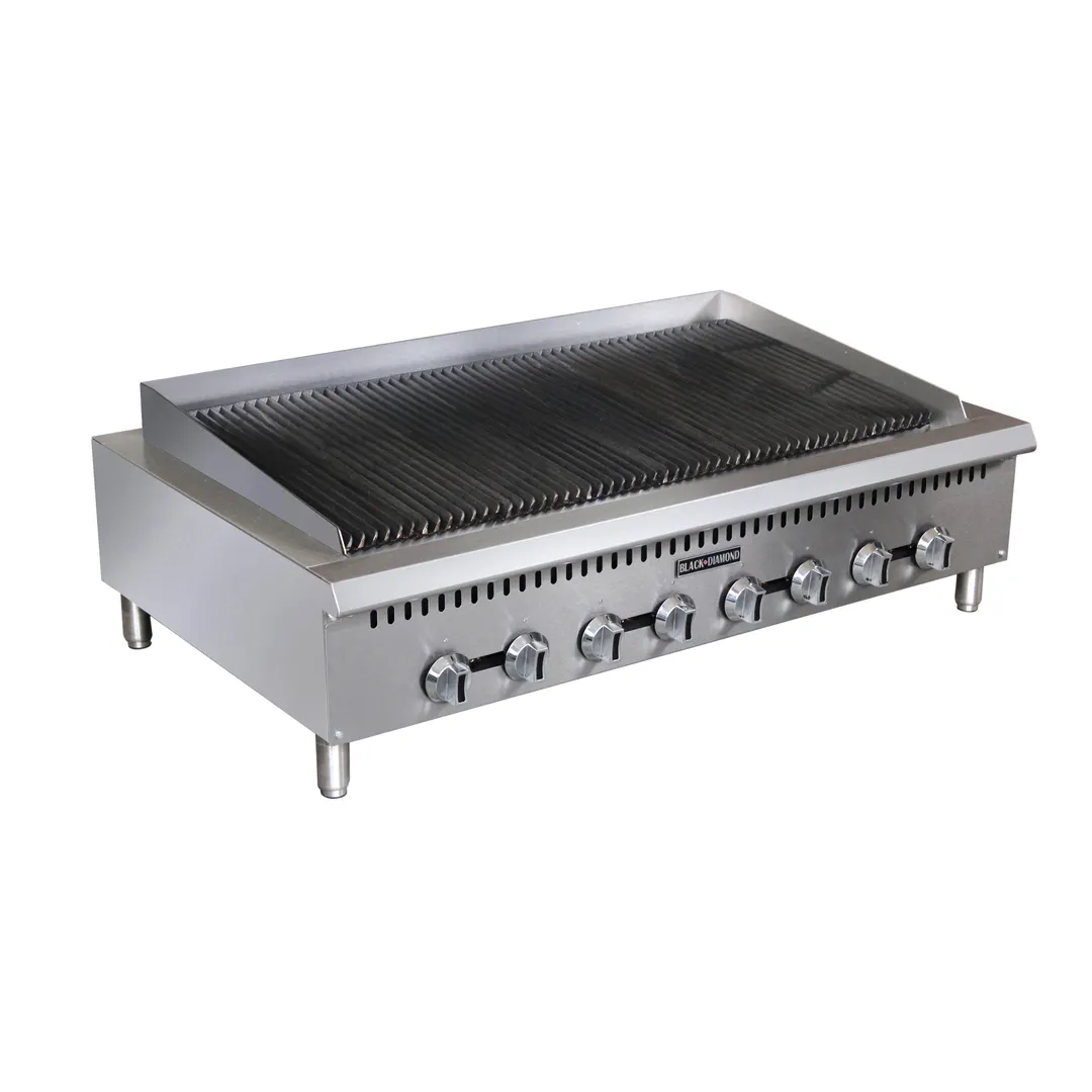 Black Diamond BDCTC-48 48" Countertop Gas Charbroiler w/ (8) Burners, 160.000 BTU