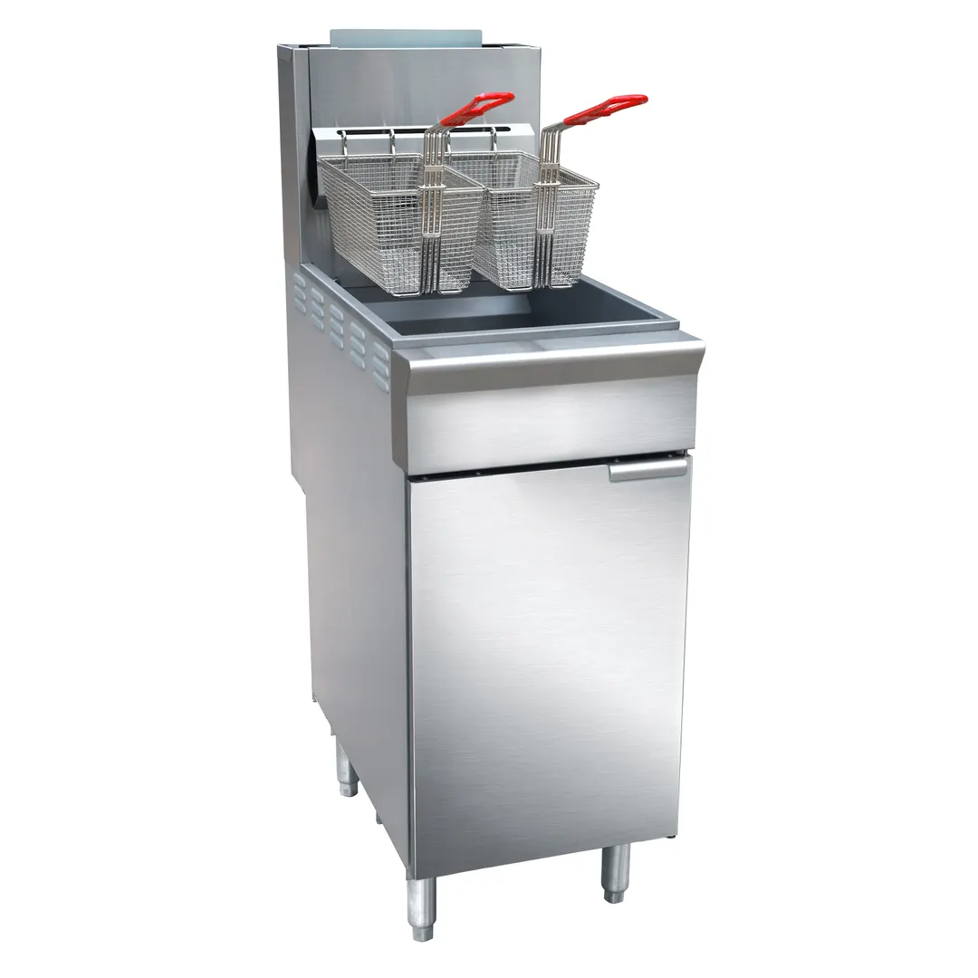 Black Diamond BDGF-ES35/NG 15" Floor Model Natural Gas Full Pot Fryer, 35 lbs