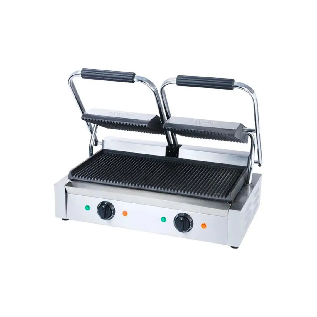 Adcraft SG-813 22" Double Sandwich Panini Grill w/ Cast Iron Grooved Plates, 120V