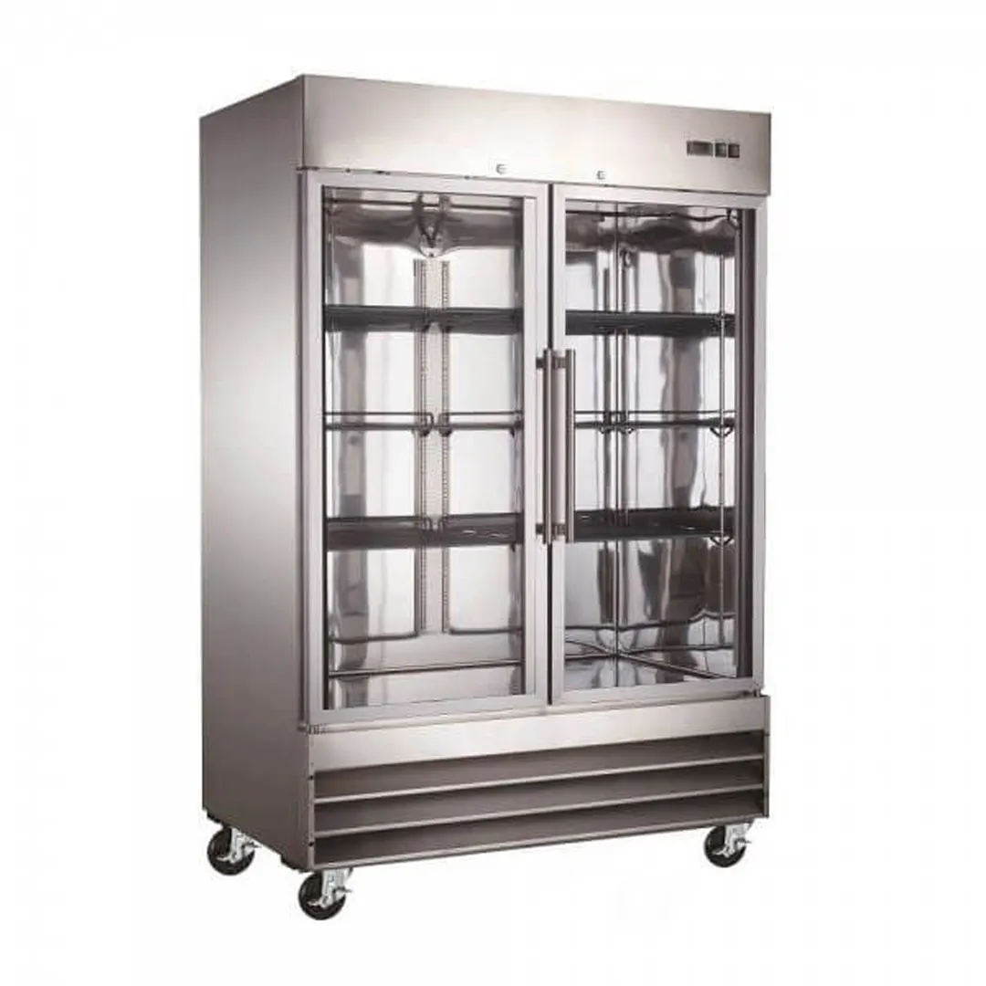 U-STAR USFZ-2D-G 54" 2-Glass Door Reach-In Freezer, Bottom Mounted, 48 cu. ft., Stainless Steel