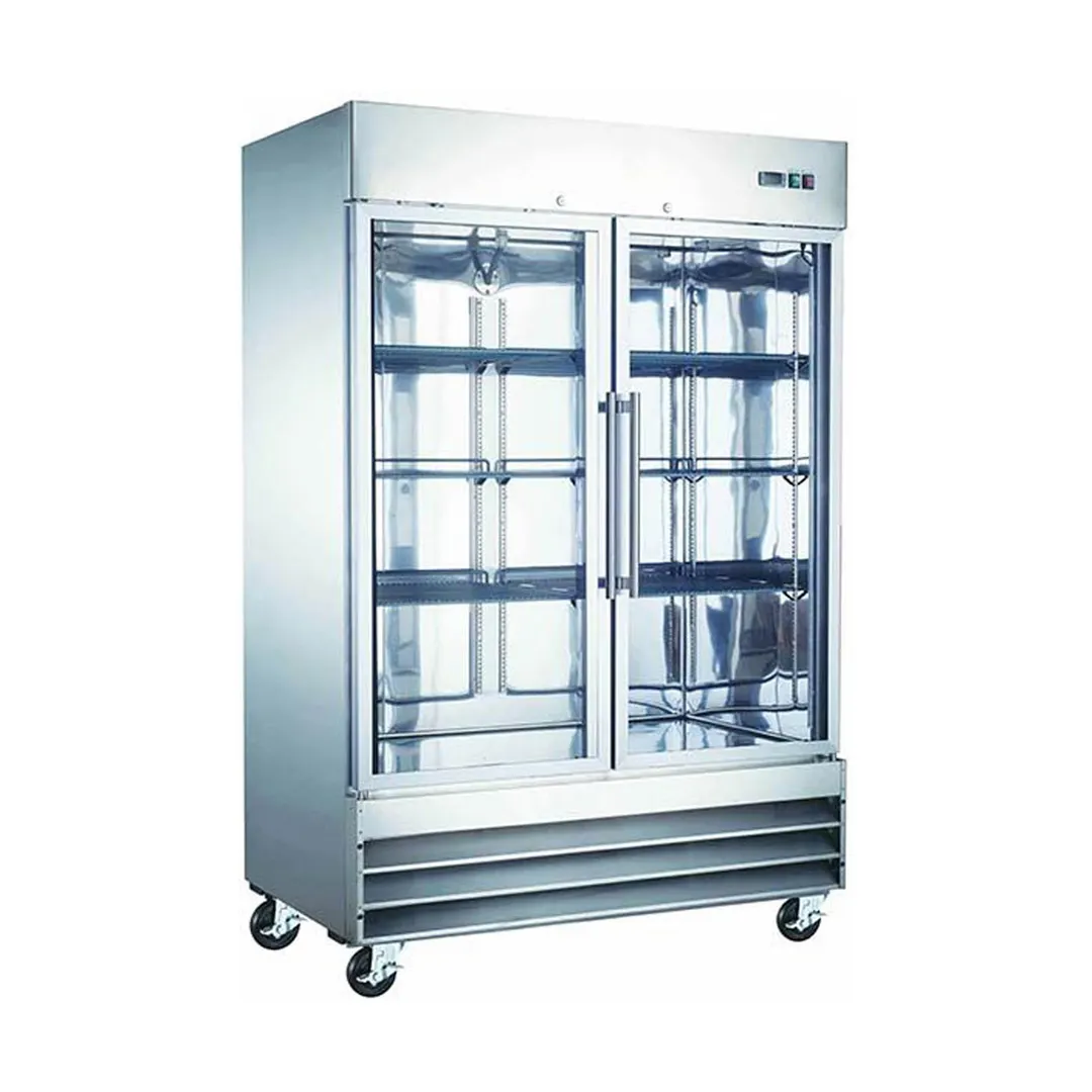 U-STAR USRF-2D-G 54" 2-Section Reach-In Refrigerator w/ 2 Glass Doors, Bottom Mount, 48 cu. ft.