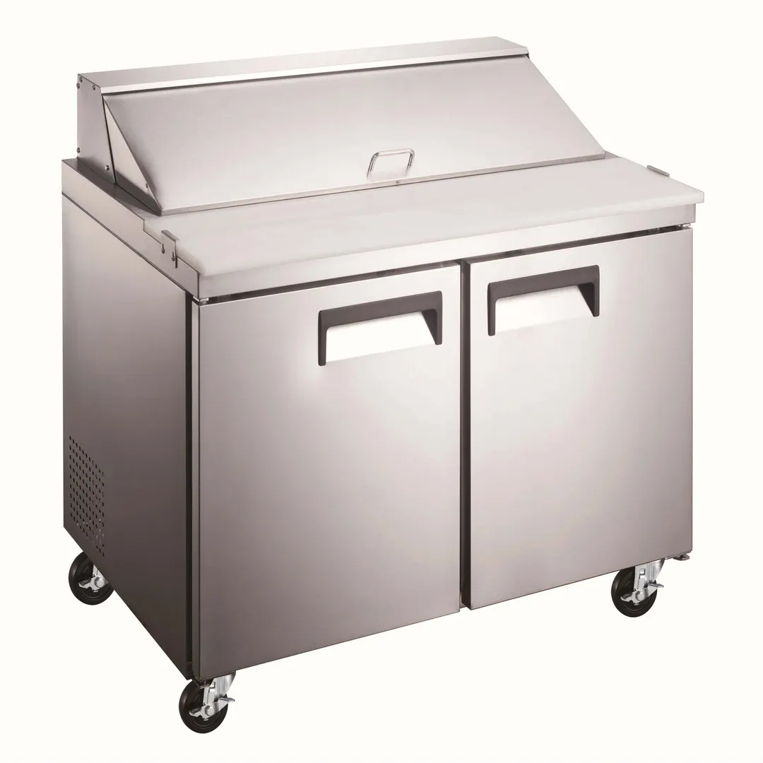 U-STAR USSL-2D/36 36" Two Section Sandwich / Salad Prep Table w/ 2 Doors, 12 pans, 9 cu. ft.