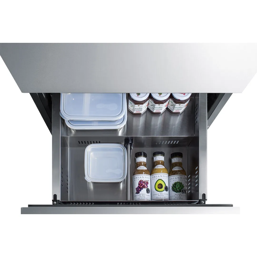 Summit ADRD24 24" Indoor/Outdoor Undercounter Refrigerator w/ 2 Drawers, 4.8 cu.ft.