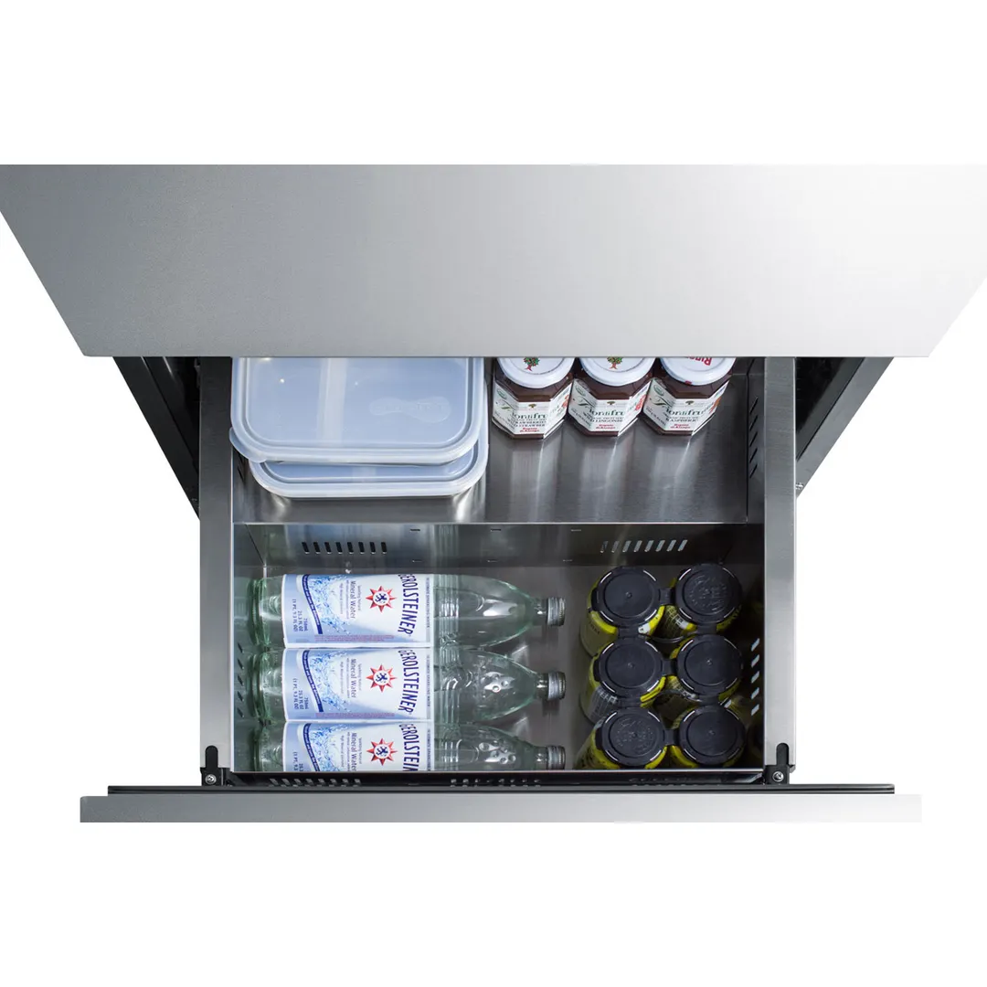 Summit ADRD24 24" Indoor/Outdoor Undercounter Refrigerator w/ 2 Drawers, 4.8 cu.ft.