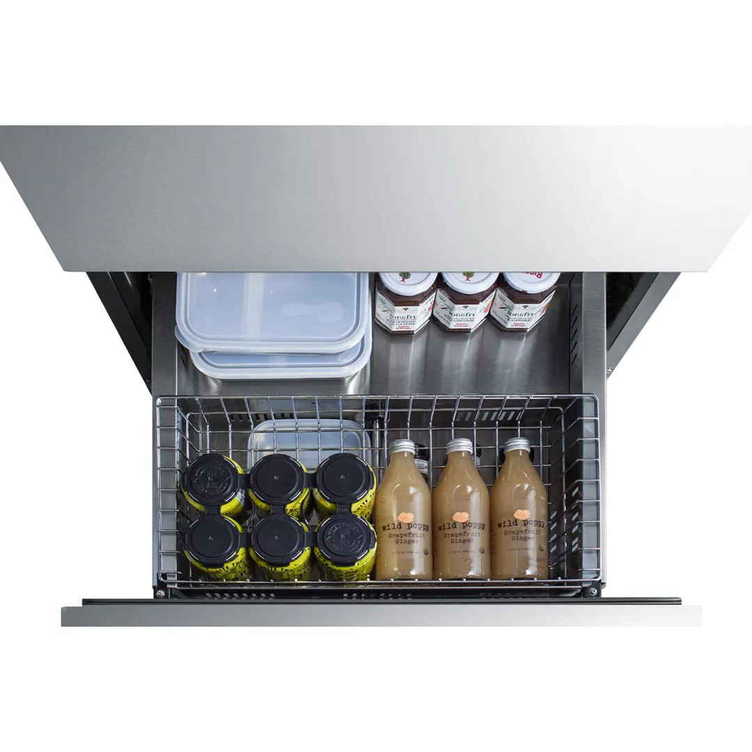 Summit ADRD24 24" Indoor/Outdoor Undercounter Refrigerator w/ 2 Drawers, 4.8 cu.ft.