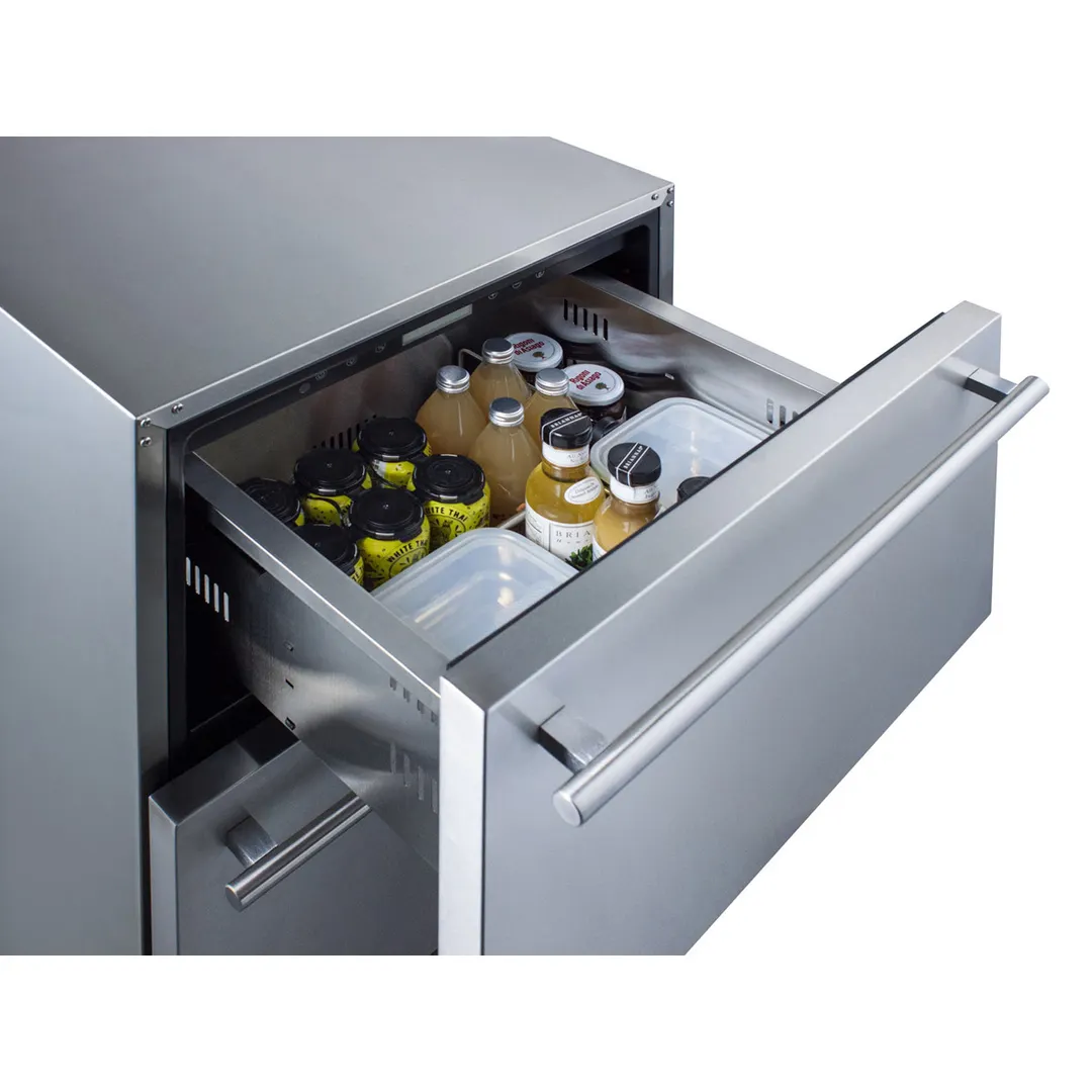 Summit ADRD24 24" Indoor/Outdoor Undercounter Refrigerator w/ 2 Drawers, 4.8 cu.ft.