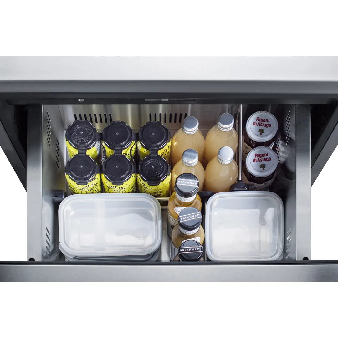 Summit ADRD24 24" Indoor/Outdoor Undercounter Refrigerator w/ 2 Drawers, 4.8 cu.ft.