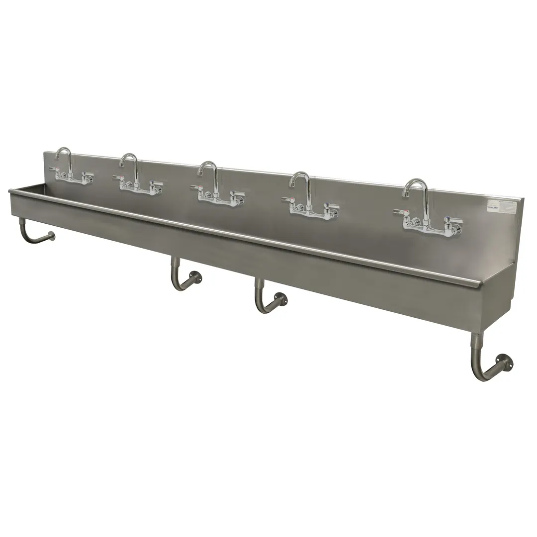Advance Tabco 19-18-100-F 100" Wall Mounted Multi-Station Hand Sink with Faucet - 16 gauge