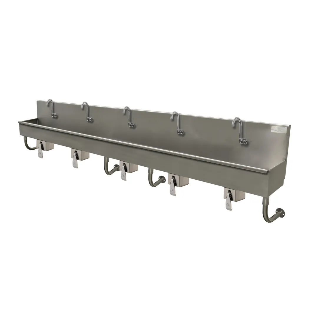 Advance Tabco 19-18-100KV 100" Wall Mounted Multi-Station Hand Sink w/Knee Valve Units - 16 gauge