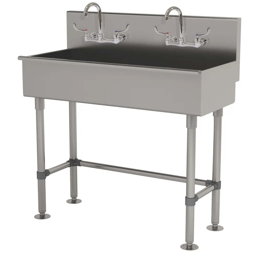 Advance Tabco 19-FM-40-ADA-F 40" Freestanding  Multi-Station Hand Sink with Wrist Faucet - 16 gauge