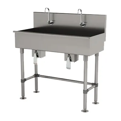 Advance Tabco 19-FM-40KV 40" Freestanding Multi-Station Hand Sink without Faucet - w/Knee Valves