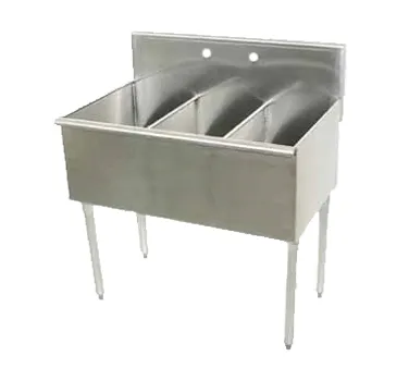 Advance Tabco 4-3-54-X 54" Three Compartment Sink, 18"W x 21"L Bowl Without Drainboard