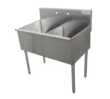 Advance Tabco 6-2-36 36" Two Compartment Sink, 18"W x 21"L Bowl Without Drainboard