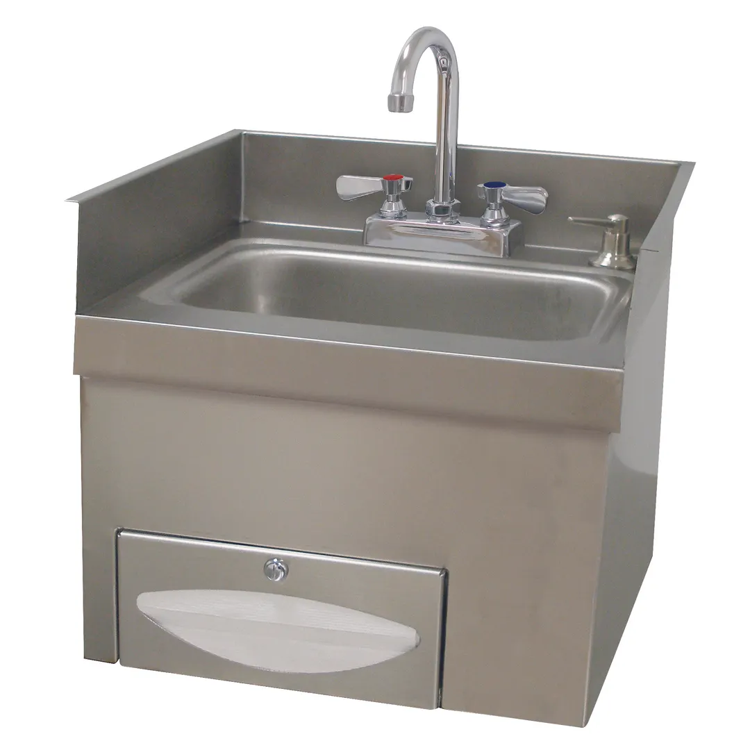 Advance Tabco 7-PS-42A 13" Hand Sink with Faucet, Soap & Towel Dispenser - 3 Splashes