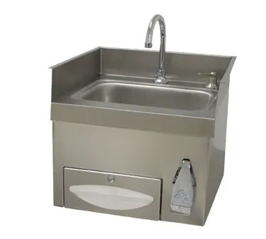 Advance Tabco 7-PS-43 18" Recessed Hand Sink w/Faucet, Single Knee Valve, Soap & Towel Dispenser