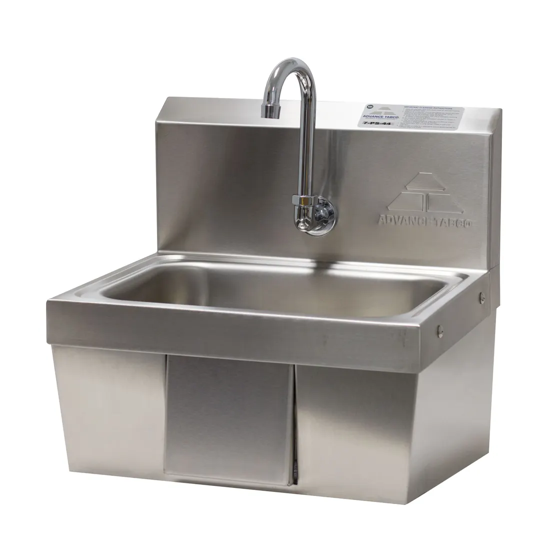 Advance Tabco 7-PS-44 17" Wall Mounted Hand Sink w/Hands Free Faucet & Single Knee Valve-18 gauge