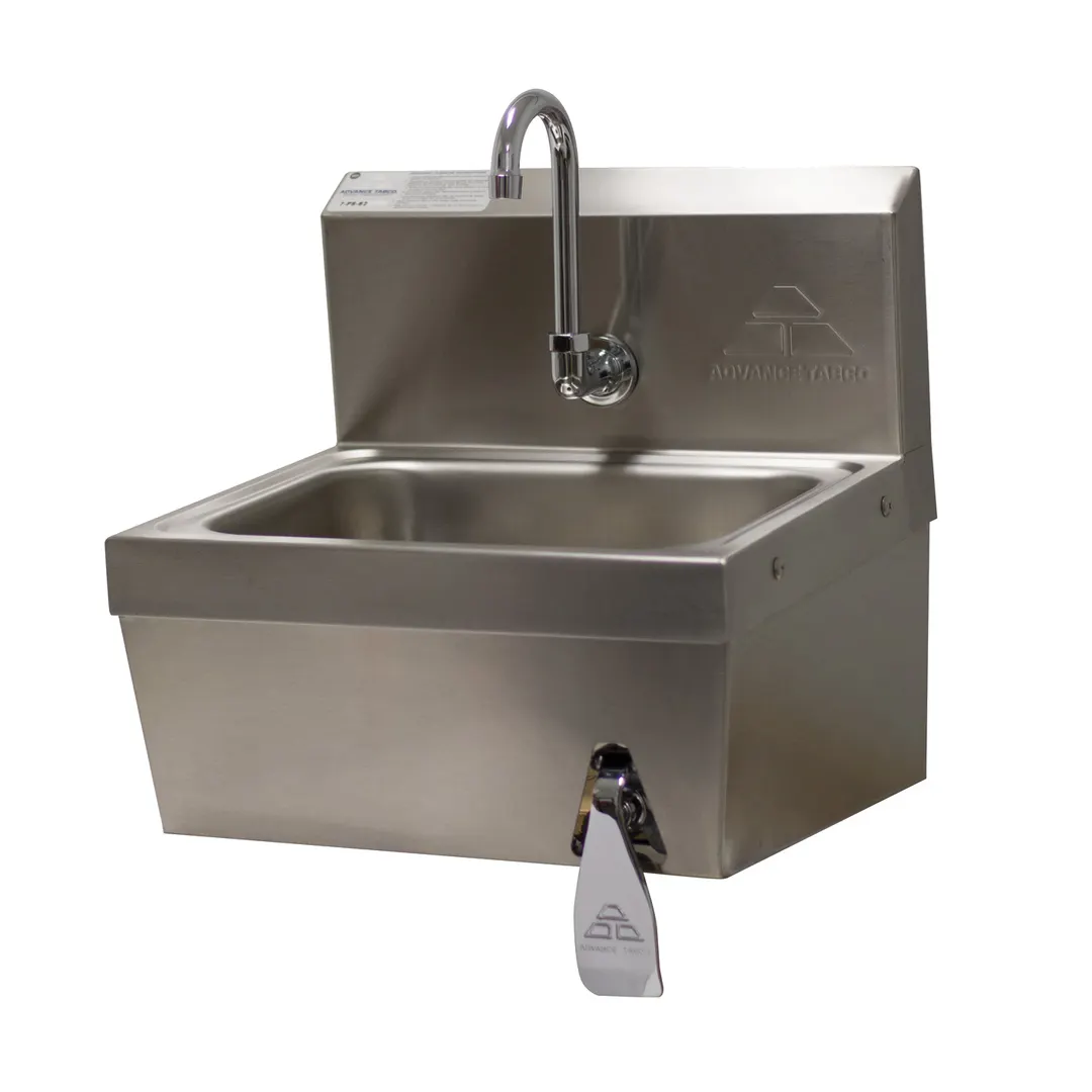 Advance Tabco 7-PS-62 17" Wall Mounted Hand Sink w/Hands Free Faucet & Single Knee Valve-20 gauge