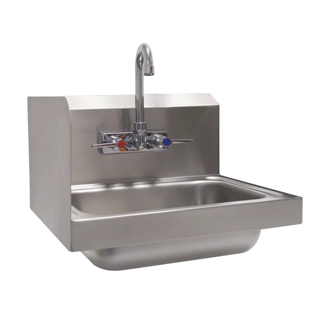 Advance Tabco 7-PS-66L 17" Wall Mounted Hand Sink with Faucet & Left Splash - 20 gauge