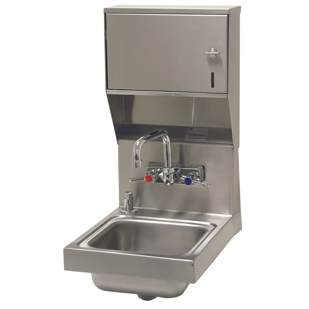Advance Tabco 7-PS-84 12" Wall Mounted Hand Sink with Faucet, Soap & Towel Dispenser - 20 gauge