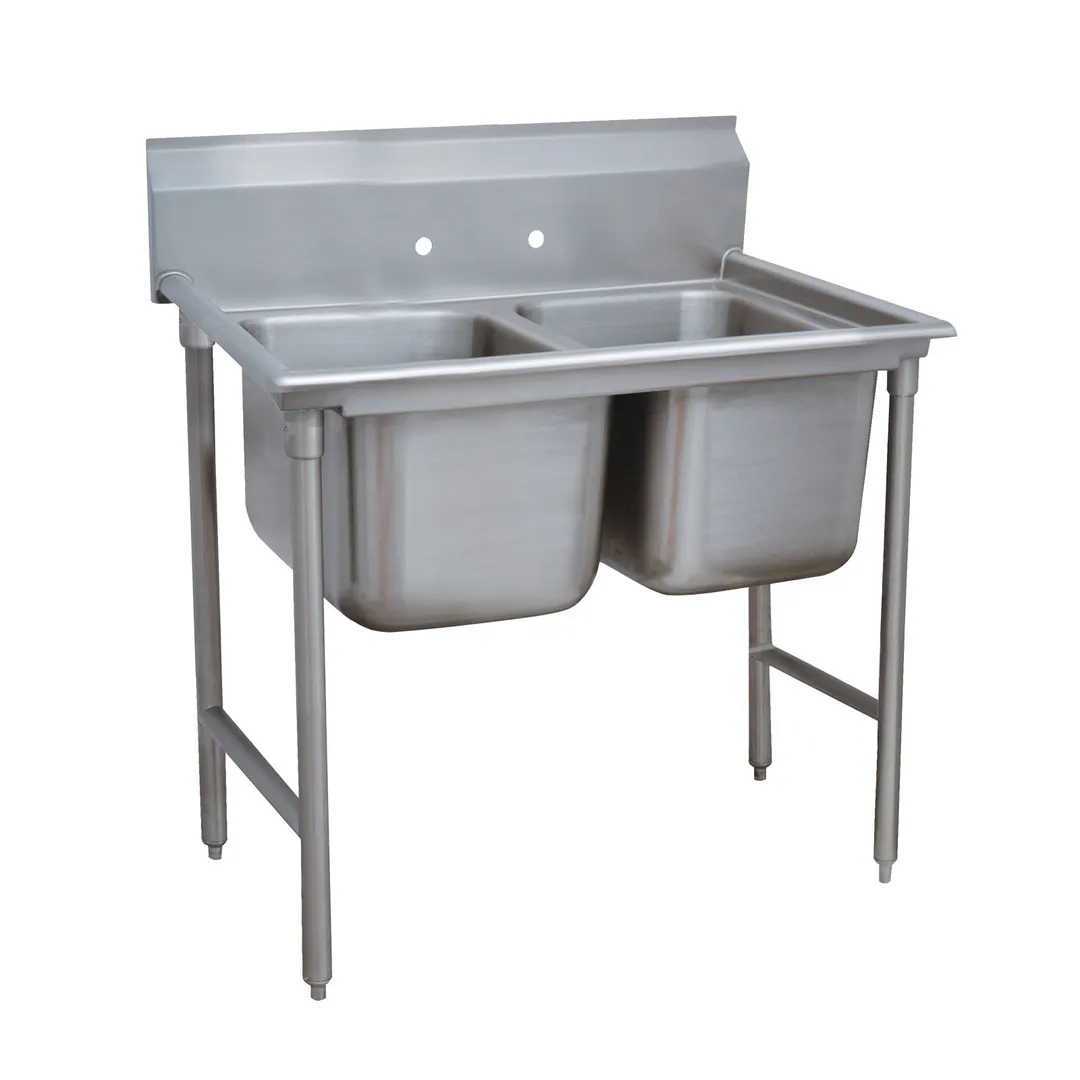 Advance Tabco 9-2-36 44" Two Compartment Sink, 16"W x 20"L Bowl Without Drainboard