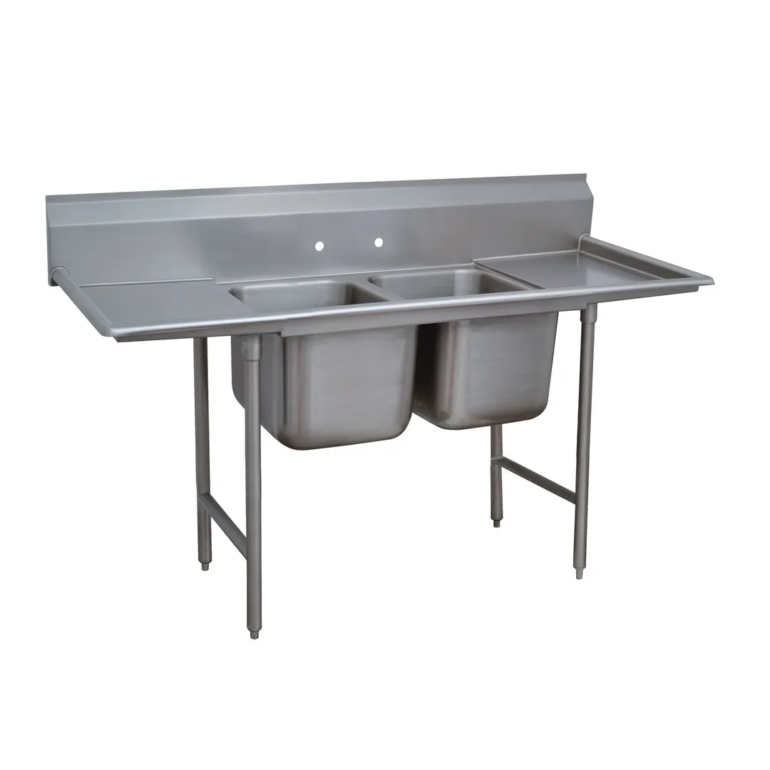 Advance Tabco 9-82-40-36RL 117" Two Compartment Sink, 20"W x 28"L Bowl With 2 Drainboards