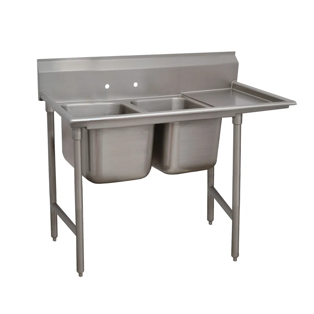 Advance Tabco 93-22-40-18R 66" Two Compartment Sink, 20"W x 20"L Bowl With Right-Hand Drainboard