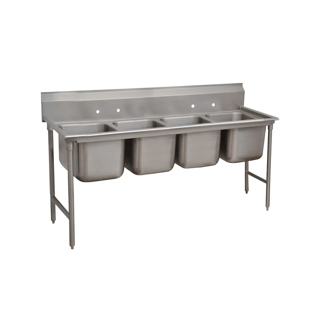Advance Tabco 93-44-96 113" Four Compartment Sink, 24"W x 24"L Bowl Without Drainboard
