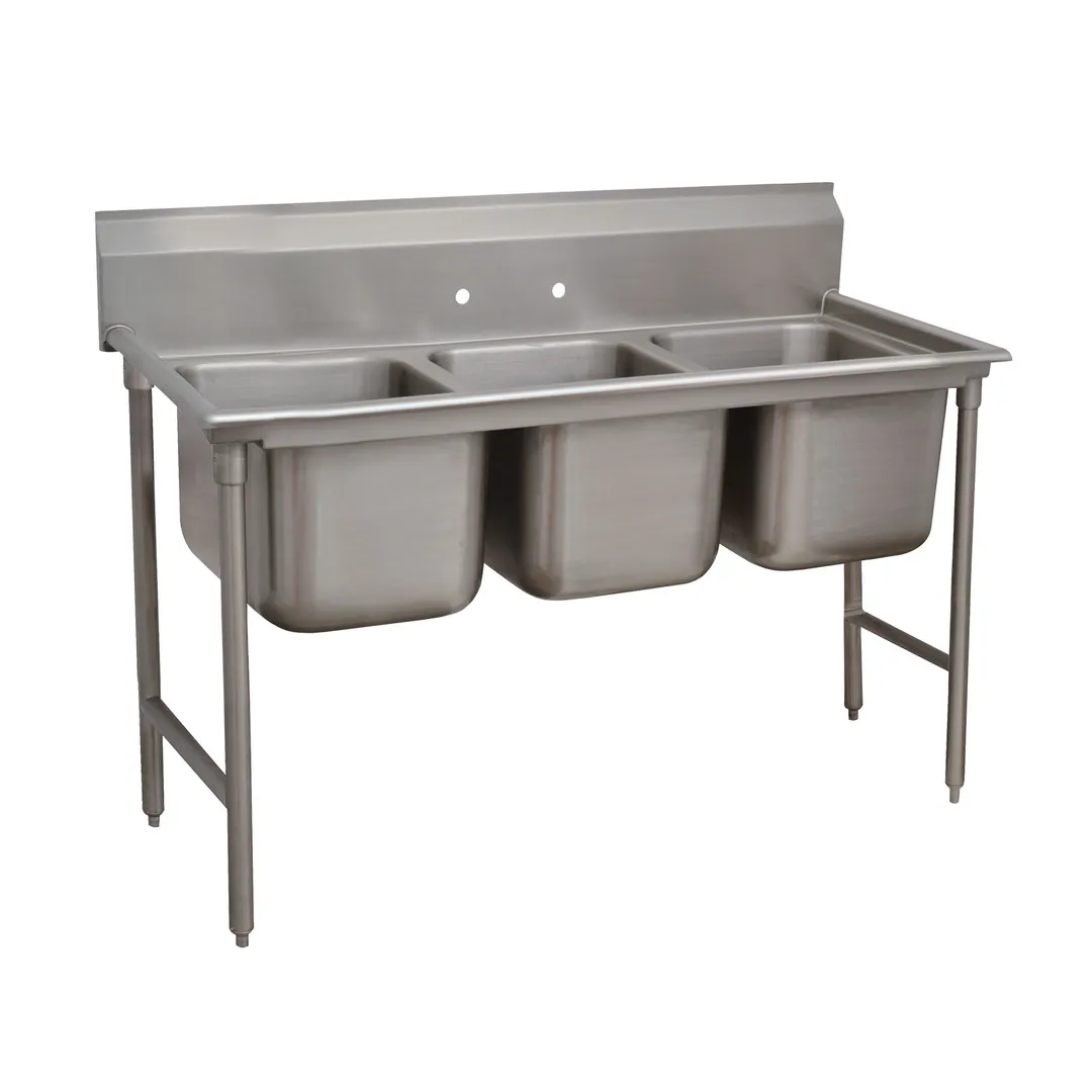 Advance Tabco 93-83-60 74" Three Compartment Sink, 20"W x 28"L Bowl Without Drainboard
