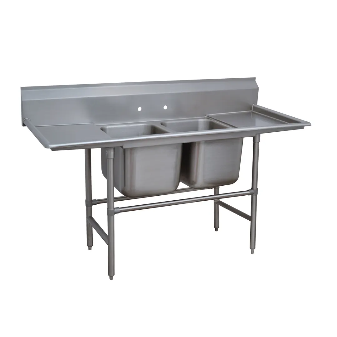 Advance Tabco 94-2-36-24RL 85" Two Compartment Sink, 16"W x 20"L Bowl With 2 Drainboards