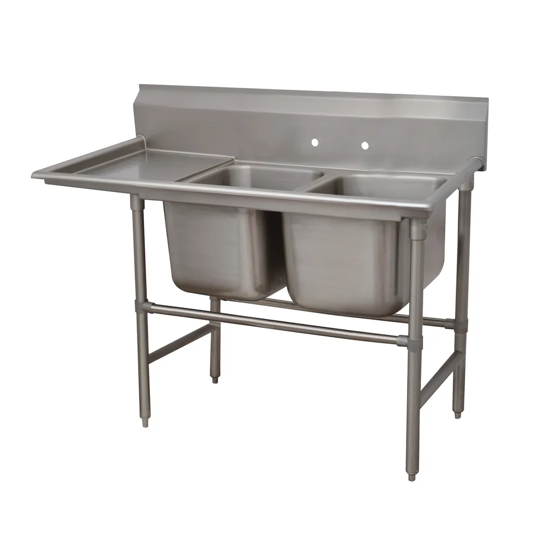 Advance Tabco 94-22-40-18L 66" Two Compartment Sink, 20"W x 20"L Bowl With Left-Hand Drainboard