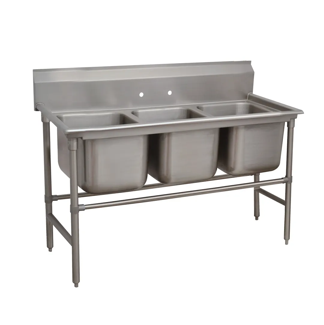 Advance Tabco 94-3-54 62" Three Compartment Sink, 16"W x 20"L Bowl Without Drainboard